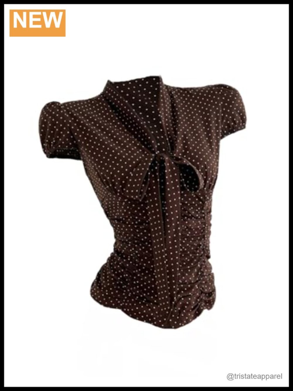 SweatyRocks Polka Dot Tie Front Crop Top Blouse Cap Sleeve Ruched